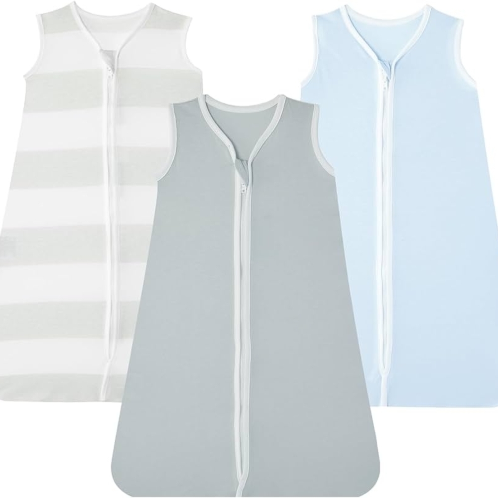 ✨2/$20✨Lictin Baby 3-Pack Sleep Sacks - Light Blue, Gray & White Stripe